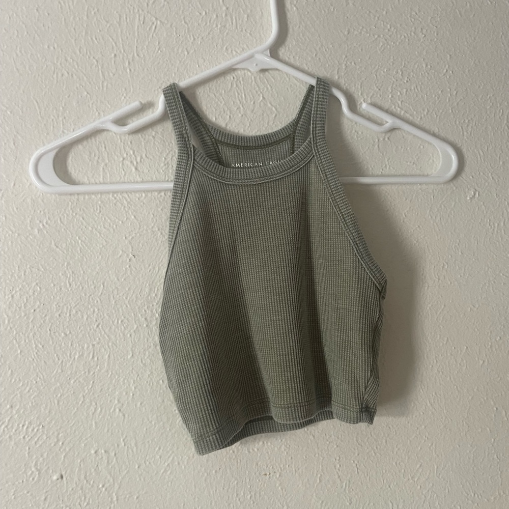 American Eagle Outfitters Sage Green Ribbed Tank Top